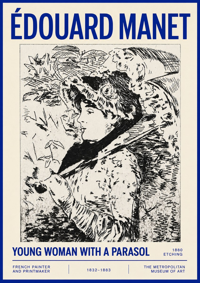 Édouard Manet Young Woman with a Parasol No4 - Juliste