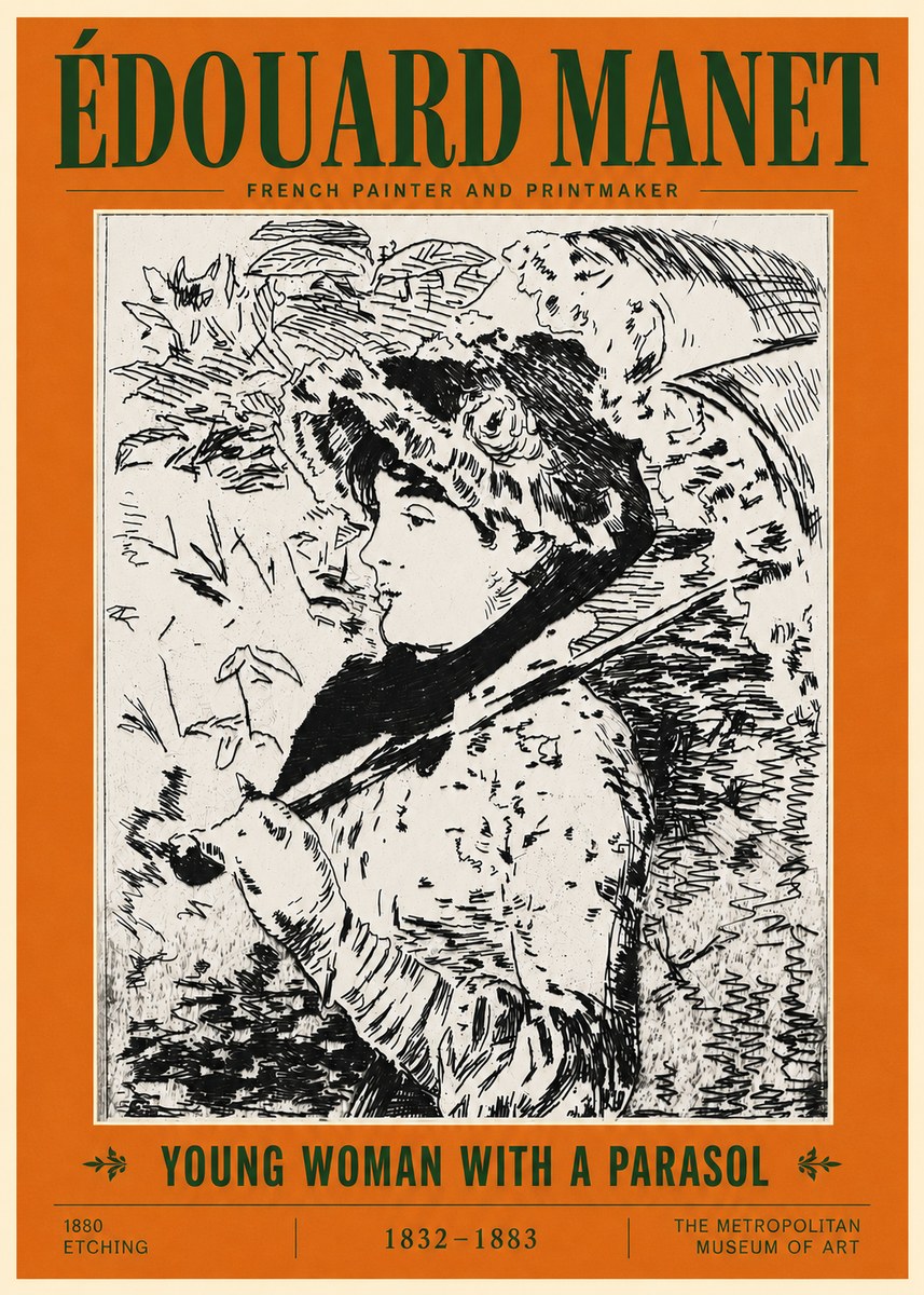 Édouard Manet Young Woman with a Parasol No5 - Juliste