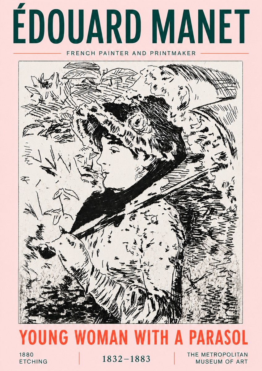 Édouard Manet Young Woman with a Parasol No6 - Juliste