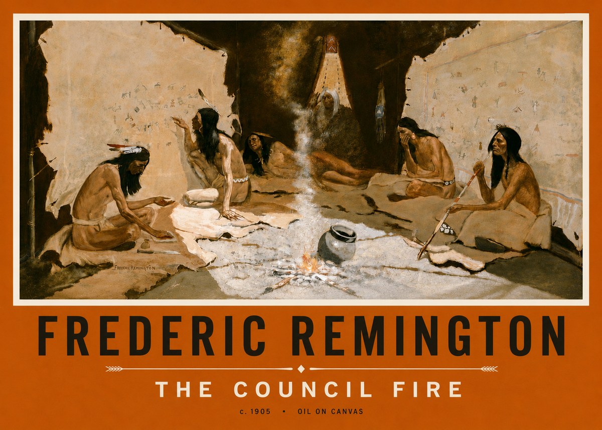Frederic Remington The Council Fire I No3 - Juliste