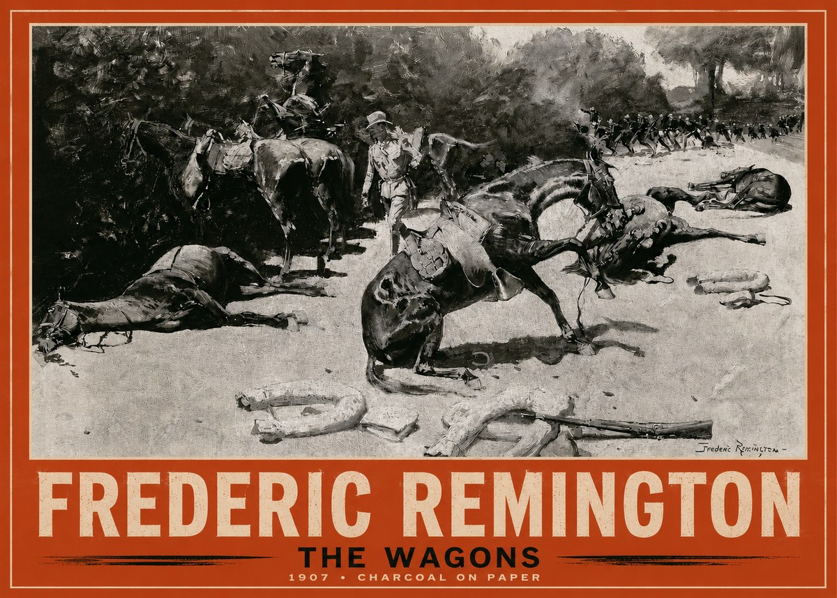 Frederic Remington The Wagons No2 - Juliste