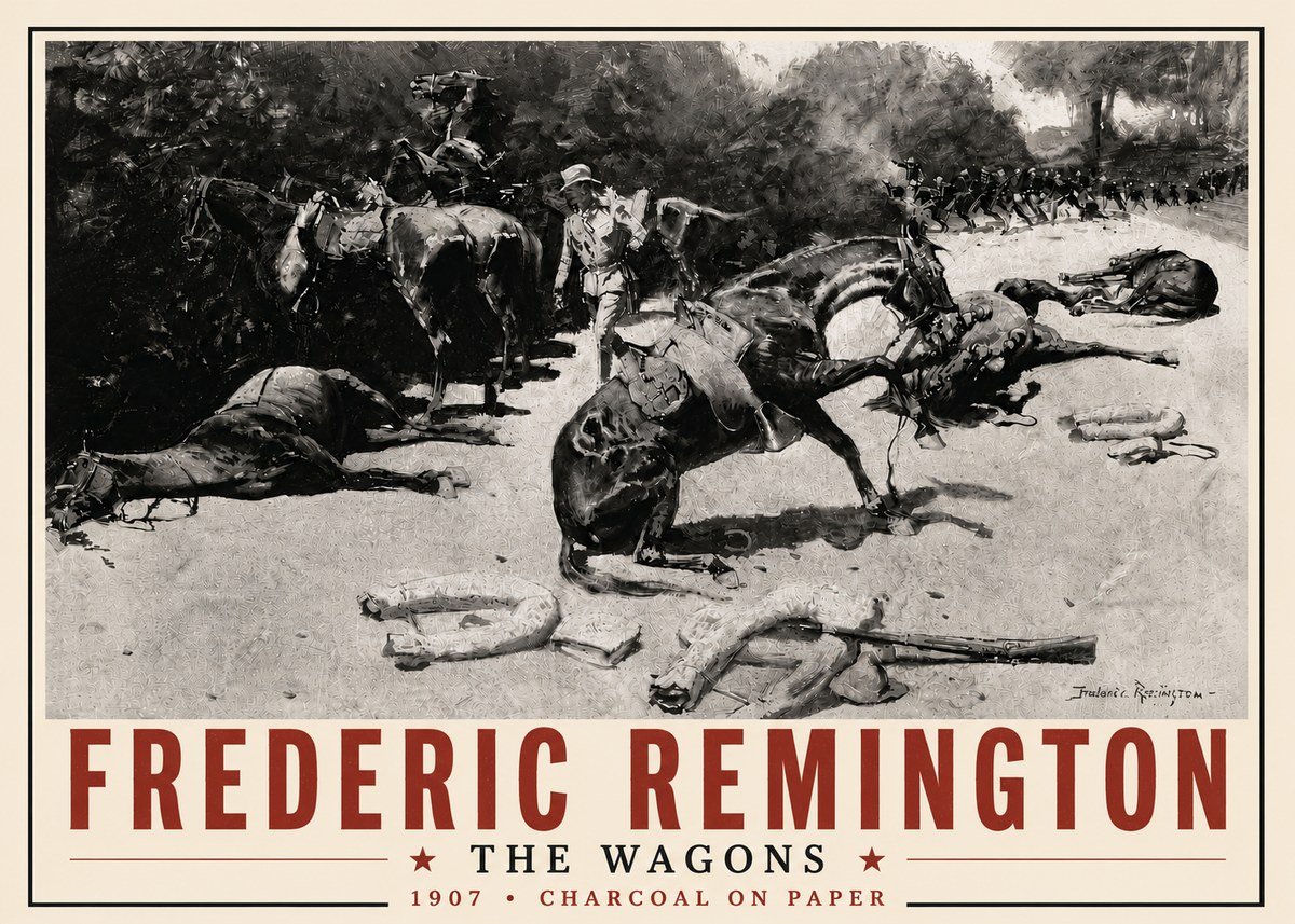 Frederic Remington The Wagons No6 - Juliste