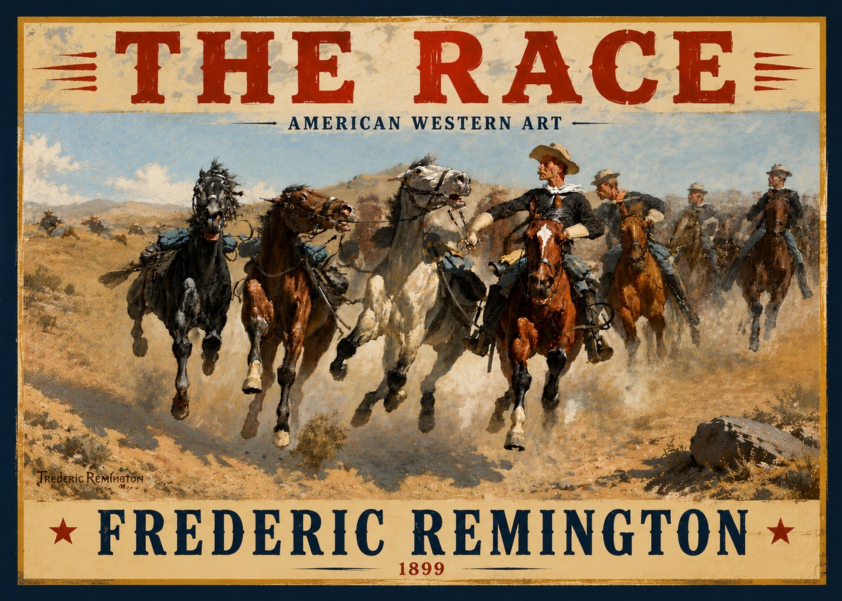 Frederic Remington The Race I No5 - Juliste
