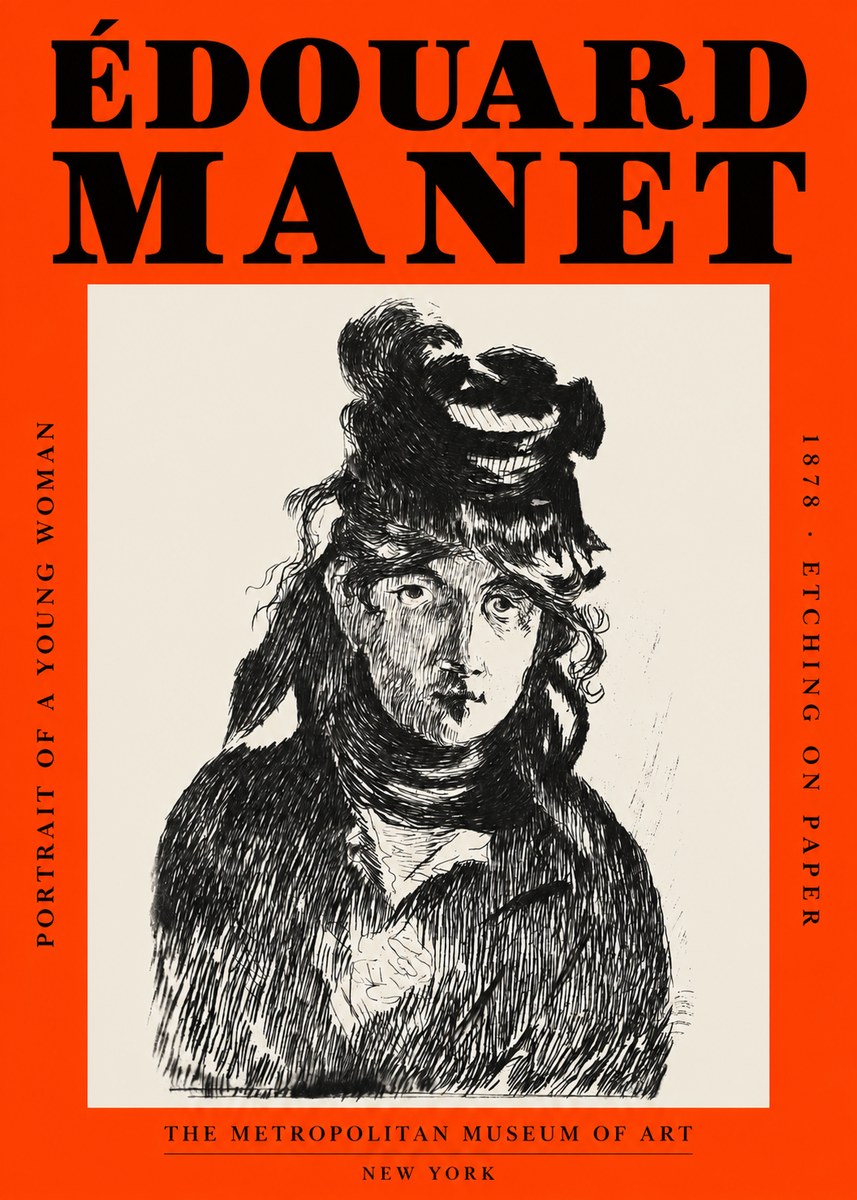 Édouard Manet Portrait of a Young Woman I No2 - Juliste