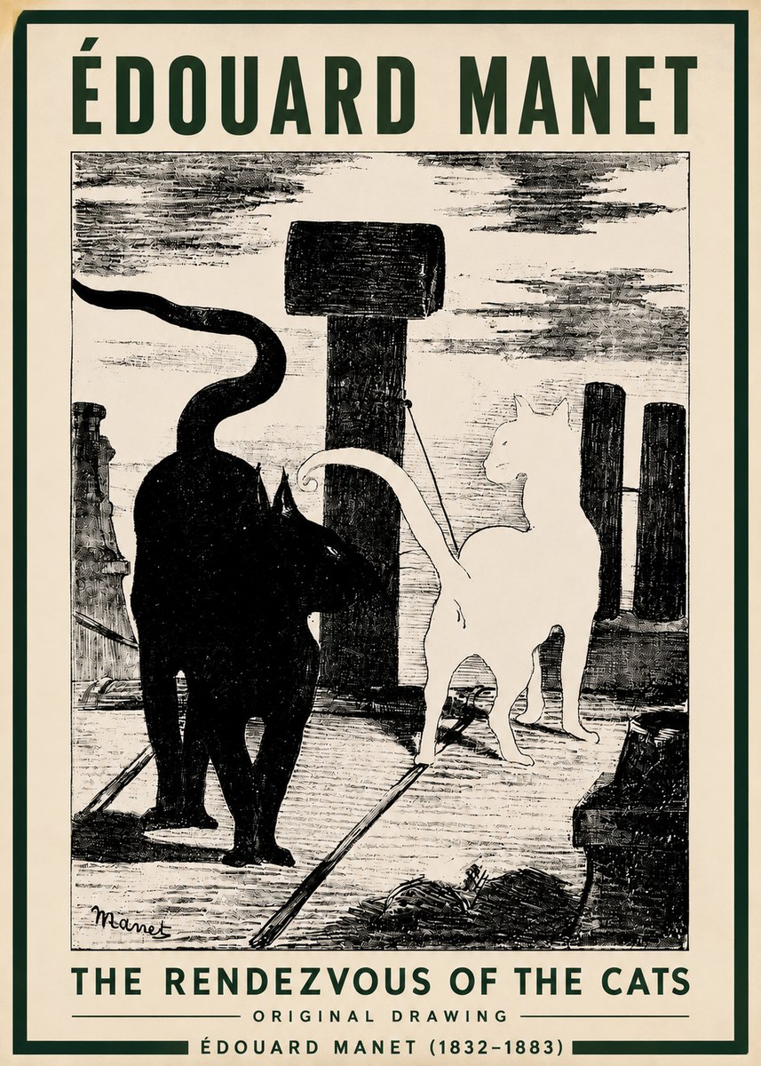 Édouard Manet The Rendezvous of the Cats No3 - Juliste