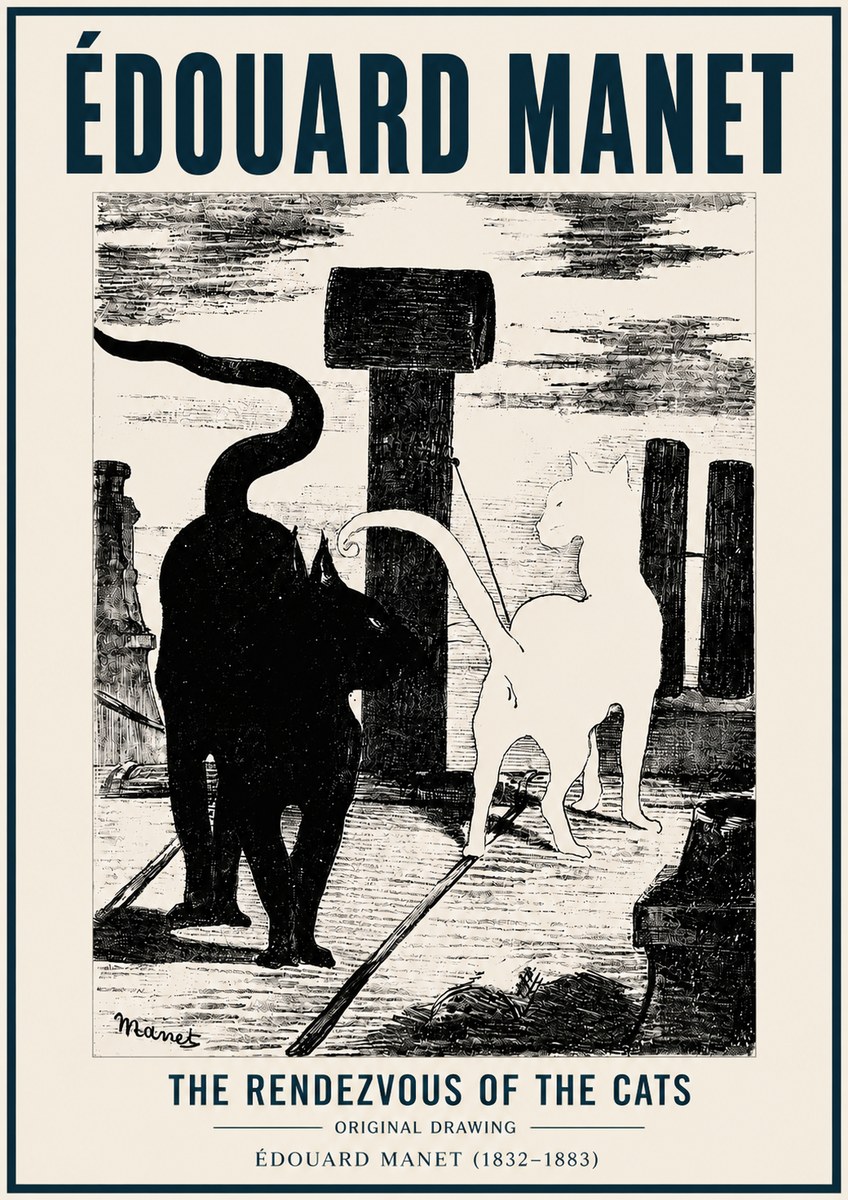 Édouard Manet The Rendezvous of the Cats No6 - Juliste