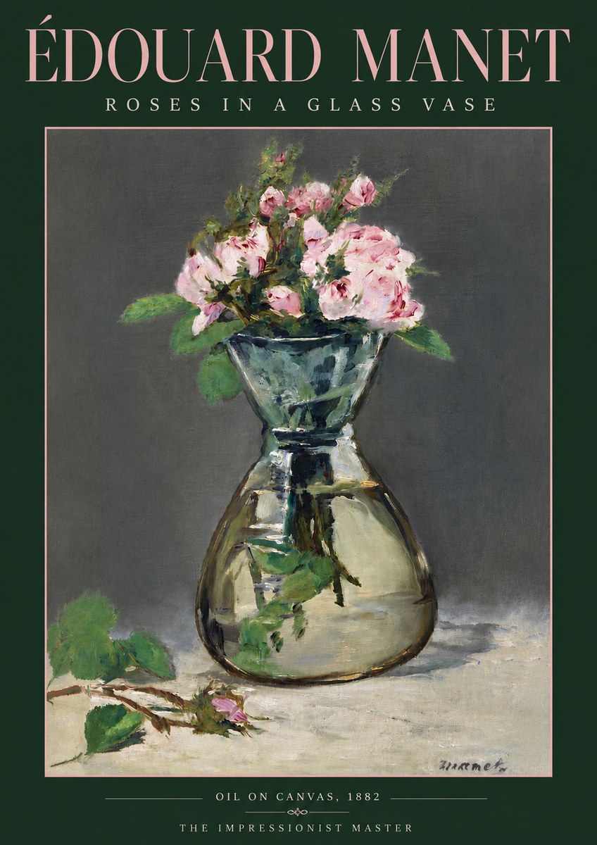 Édouard Manet Roses in a Glass Vase II No3 - Juliste