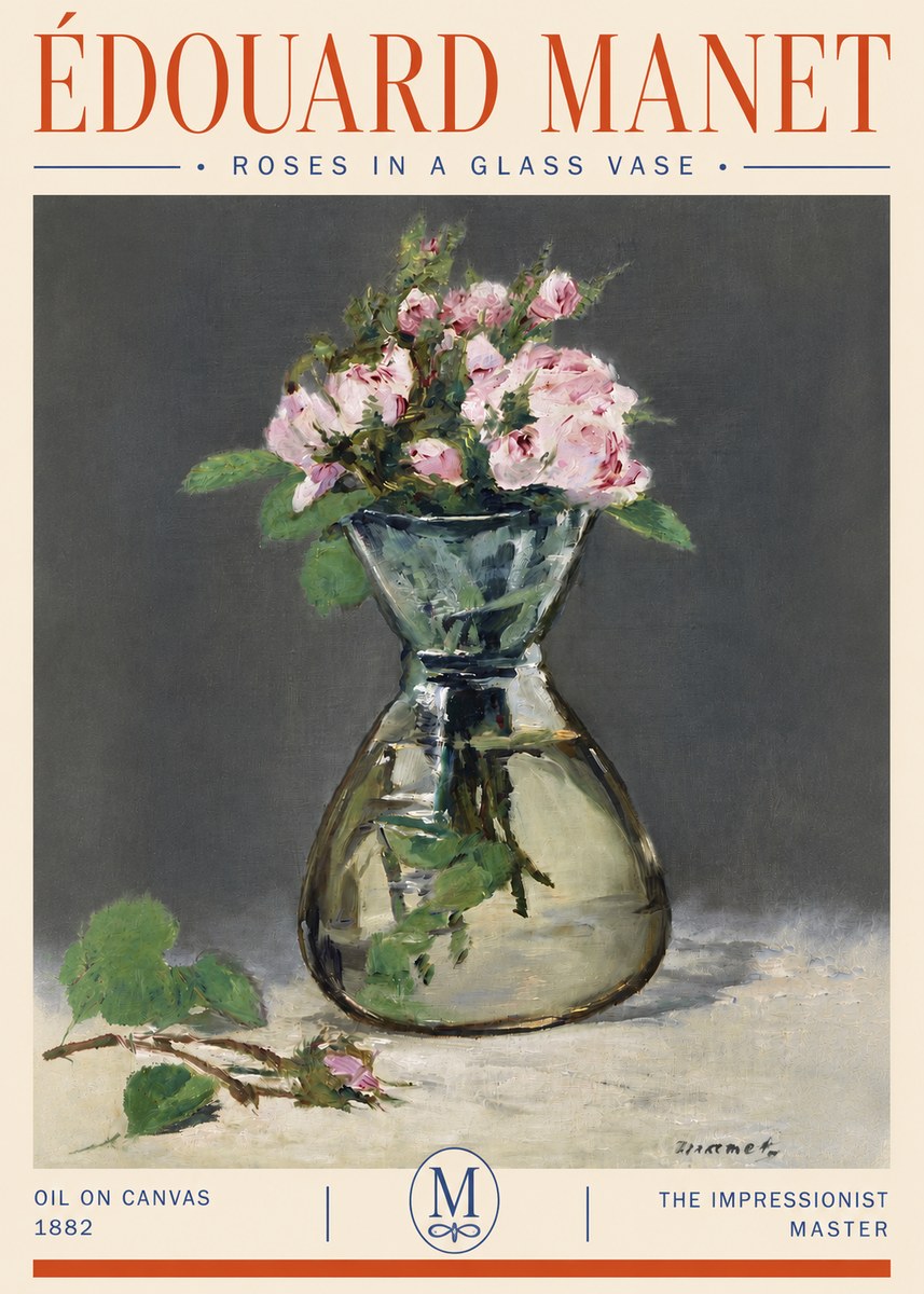 Édouard Manet Roses in a Glass Vase II No4 - Juliste