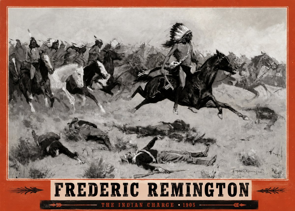 Frederic Remington The Indian Charge No2 - Juliste