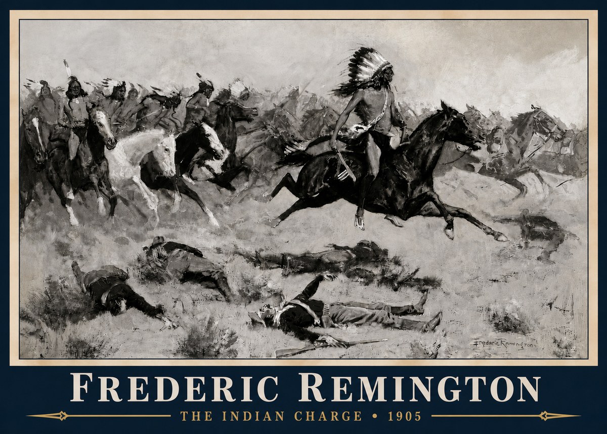 Frederic Remington The Indian Charge No3 - Juliste