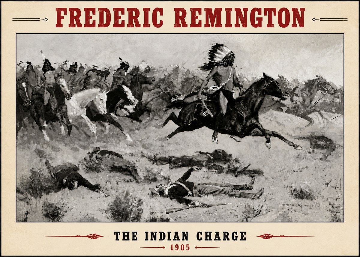 Frederic Remington The Indian Charge No4 - Juliste