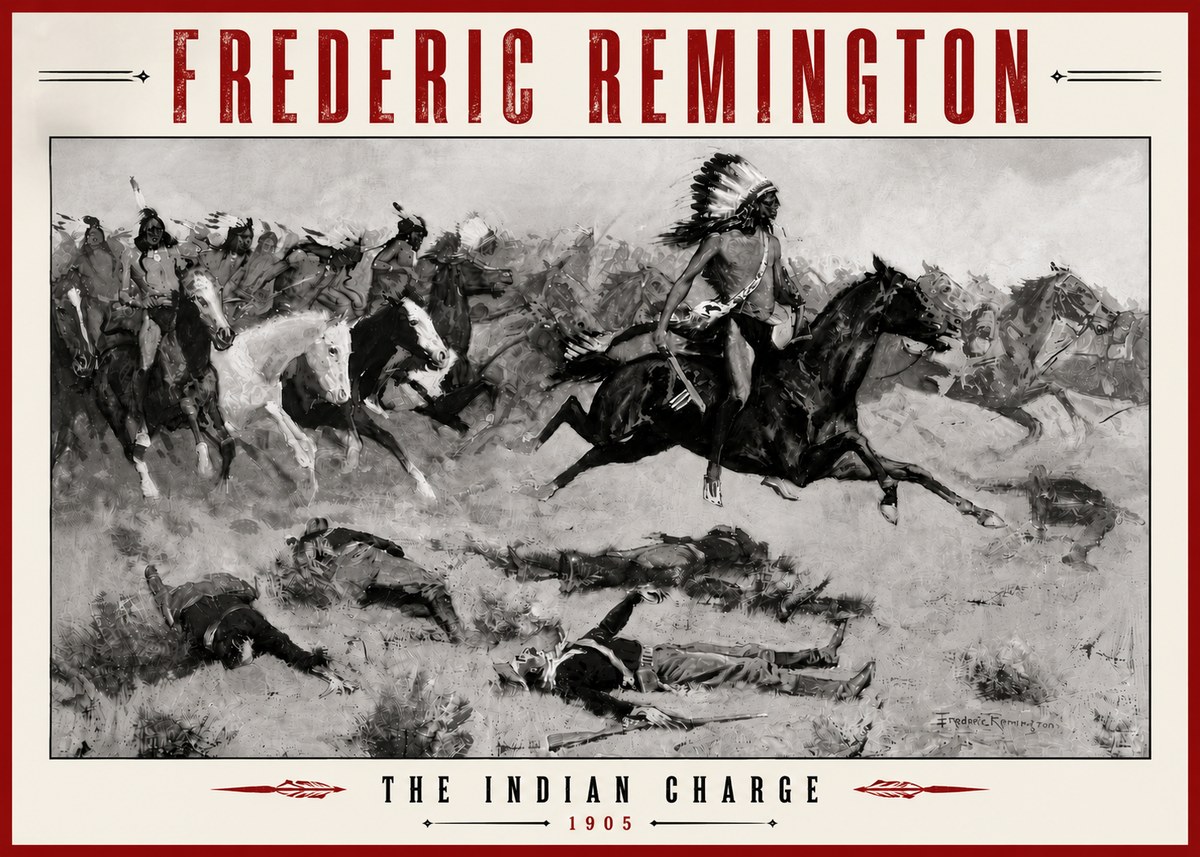 Frederic Remington The Indian Charge No6 - Juliste