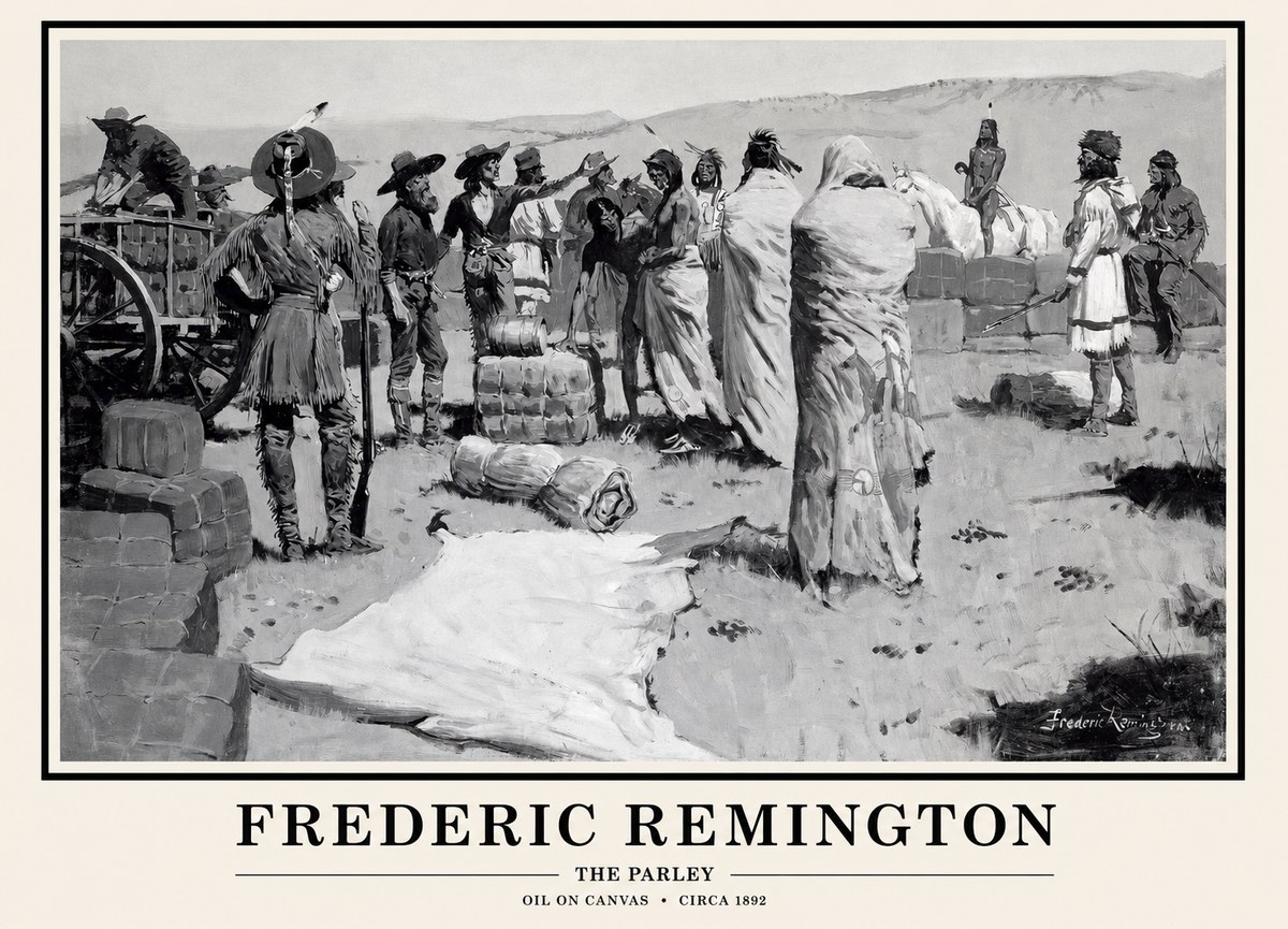 Frederic Remington The Parley No1 - Juliste