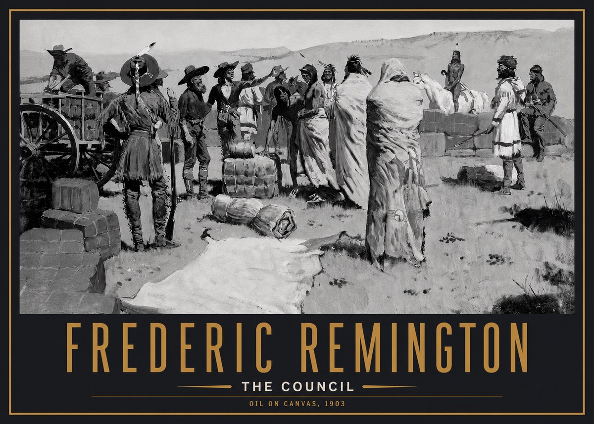 Frederic Remington The Parley No6 - Juliste