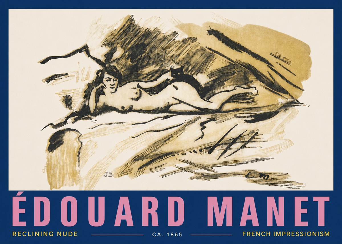 Édouard Manet Reclining Nude No4 - Juliste