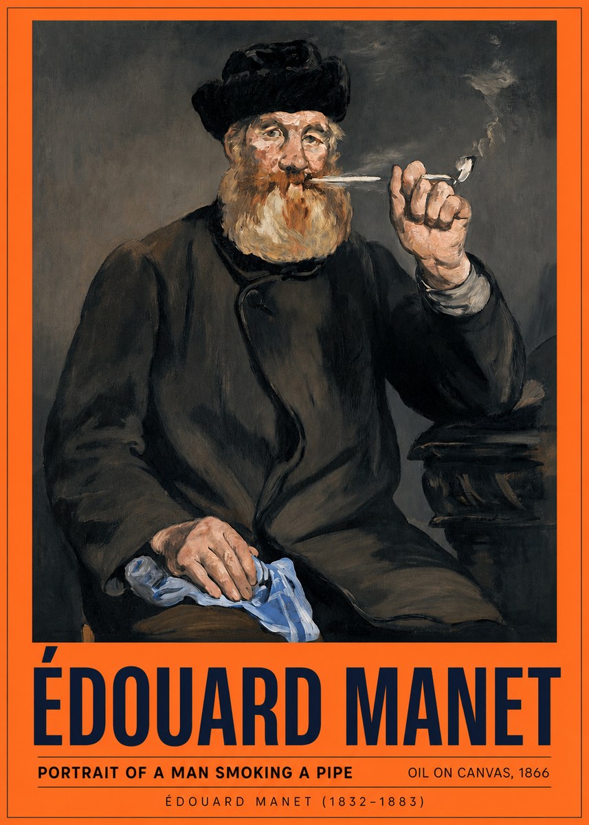 Édouard Manet Portrait of a Man Smoking a Pipe No2 - Juliste