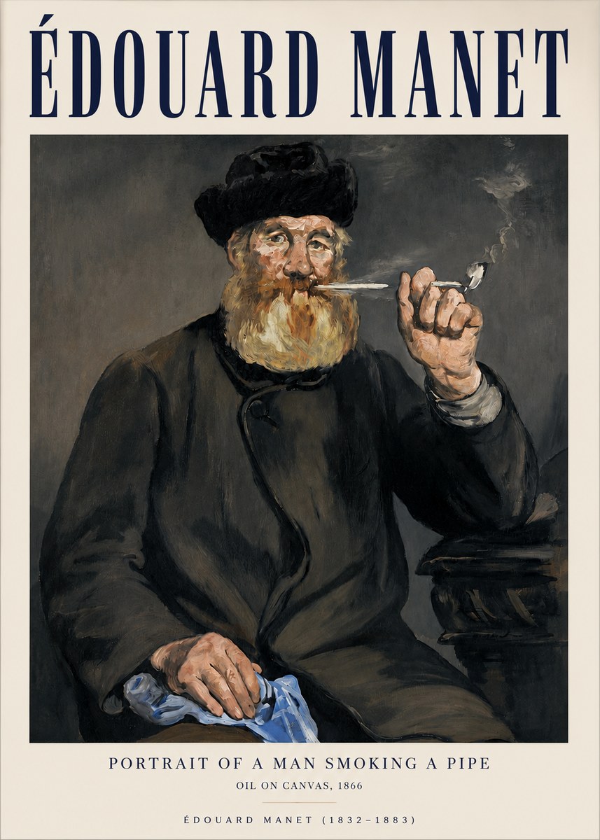 Édouard Manet Portrait of a Man Smoking a Pipe No3 - Juliste