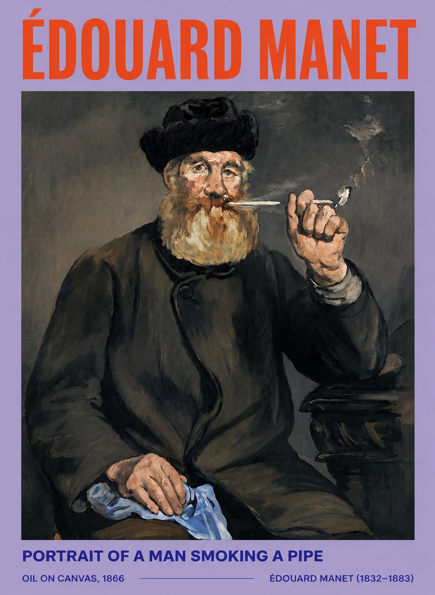 Édouard Manet Portrait of a Man Smoking a Pipe No5 - Juliste