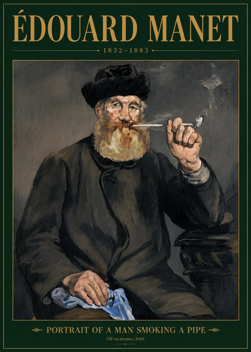 Édouard Manet Portrait of a Man Smoking a Pipe No6 - Juliste