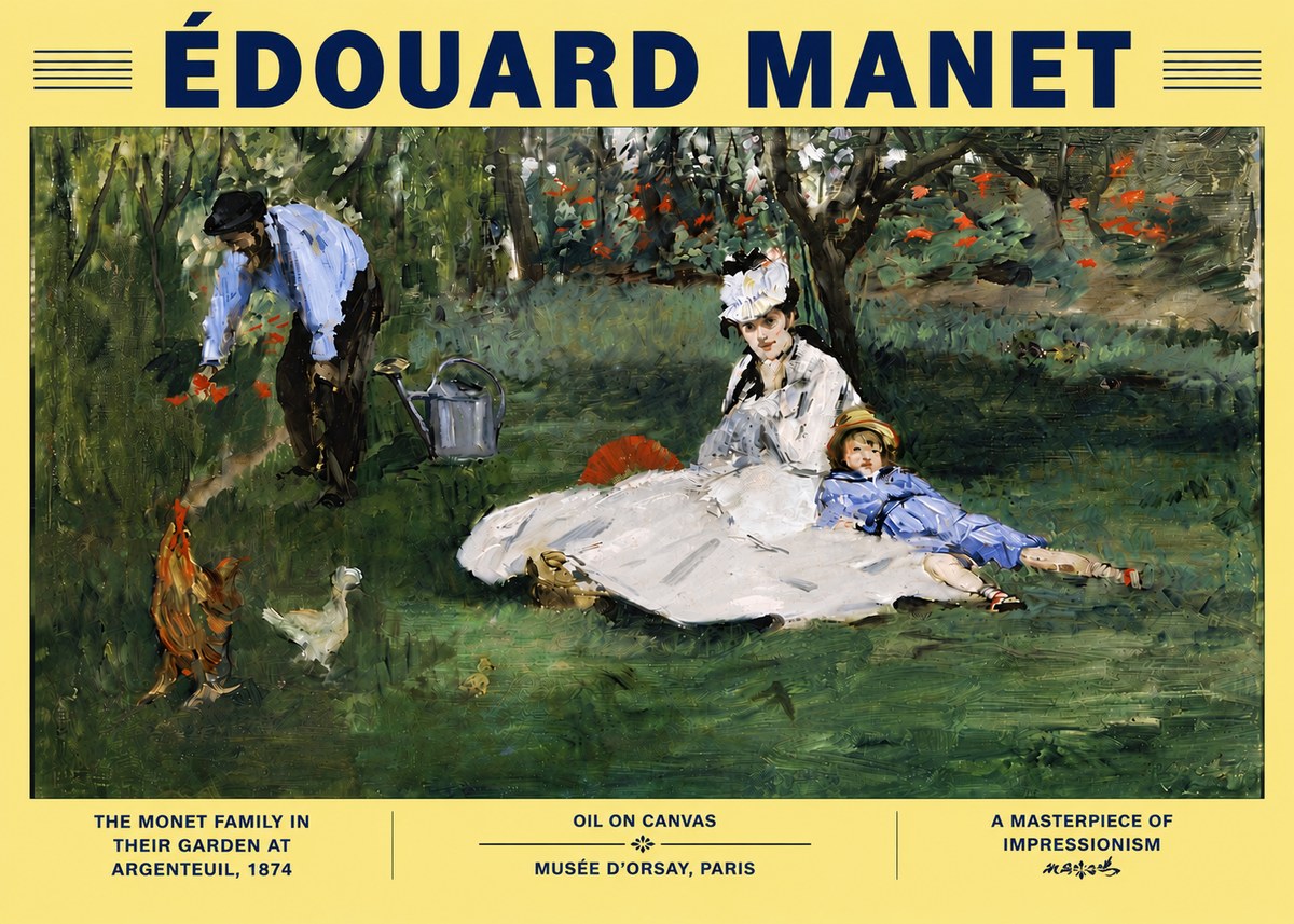 Édouard Manet The Monet Family in Their Garden at Argenteuil, 1874 No6 - Juliste