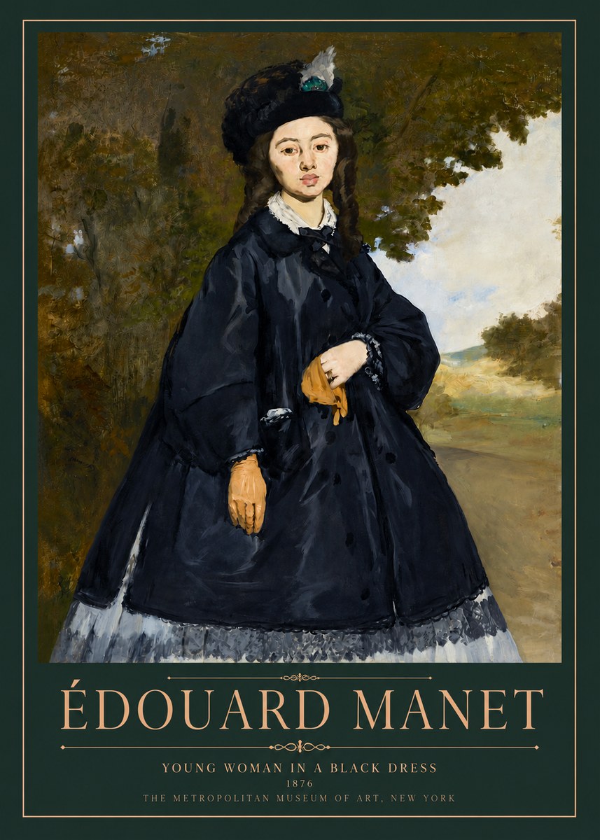 Édouard Manet Young Woman in a Black Dress No3 - Juliste