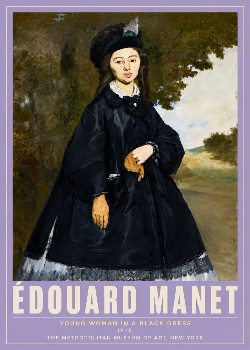 Édouard Manet Young Woman in a Black Dress No5 - Juliste