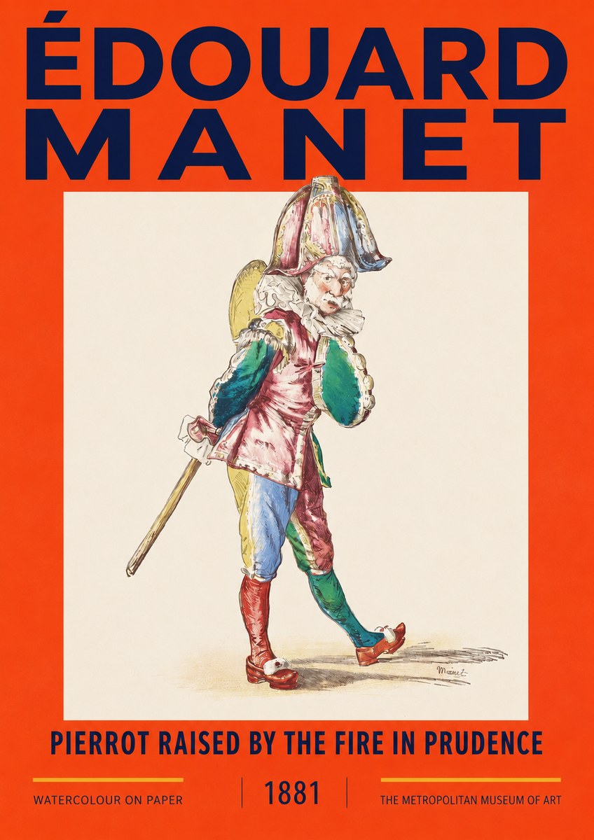 Édouard Manet Pierrot Raised by the Fire in Prudence No2 - Juliste