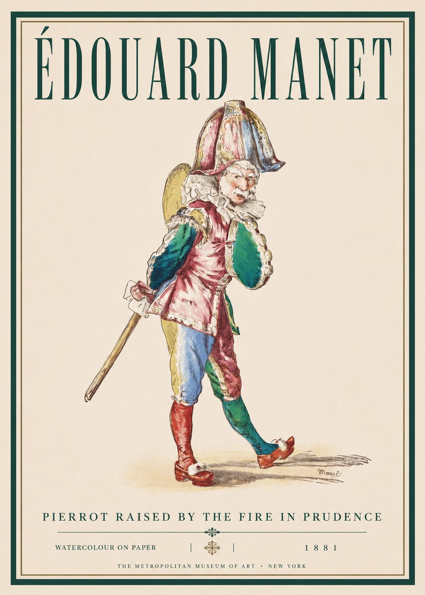 Édouard Manet Pierrot Raised by the Fire in Prudence No3 - Juliste