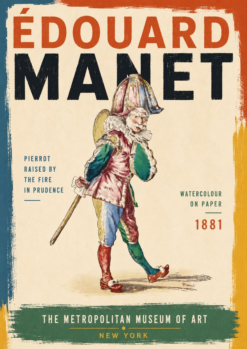 Édouard Manet Pierrot Raised by the Fire in Prudence No6 - Juliste