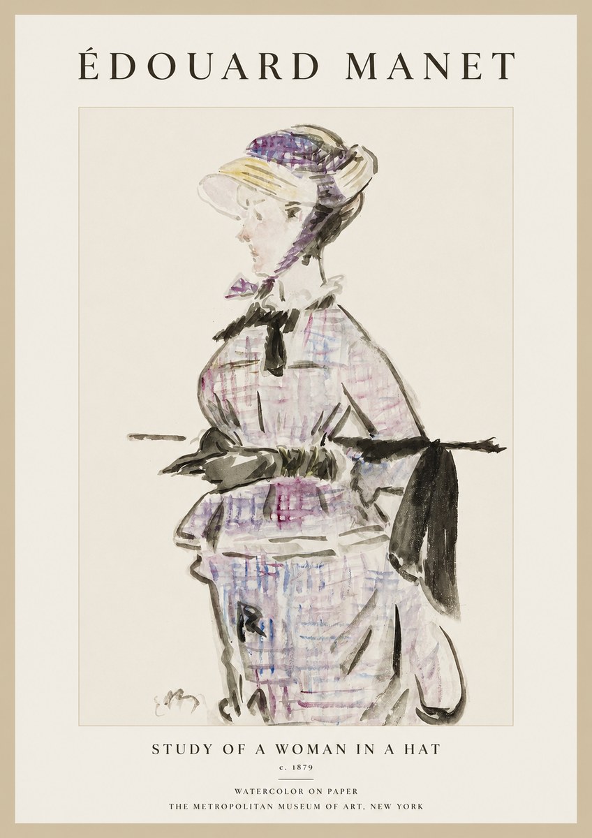 Édouard Manet Study of a Woman in a Hat No1 - Juliste