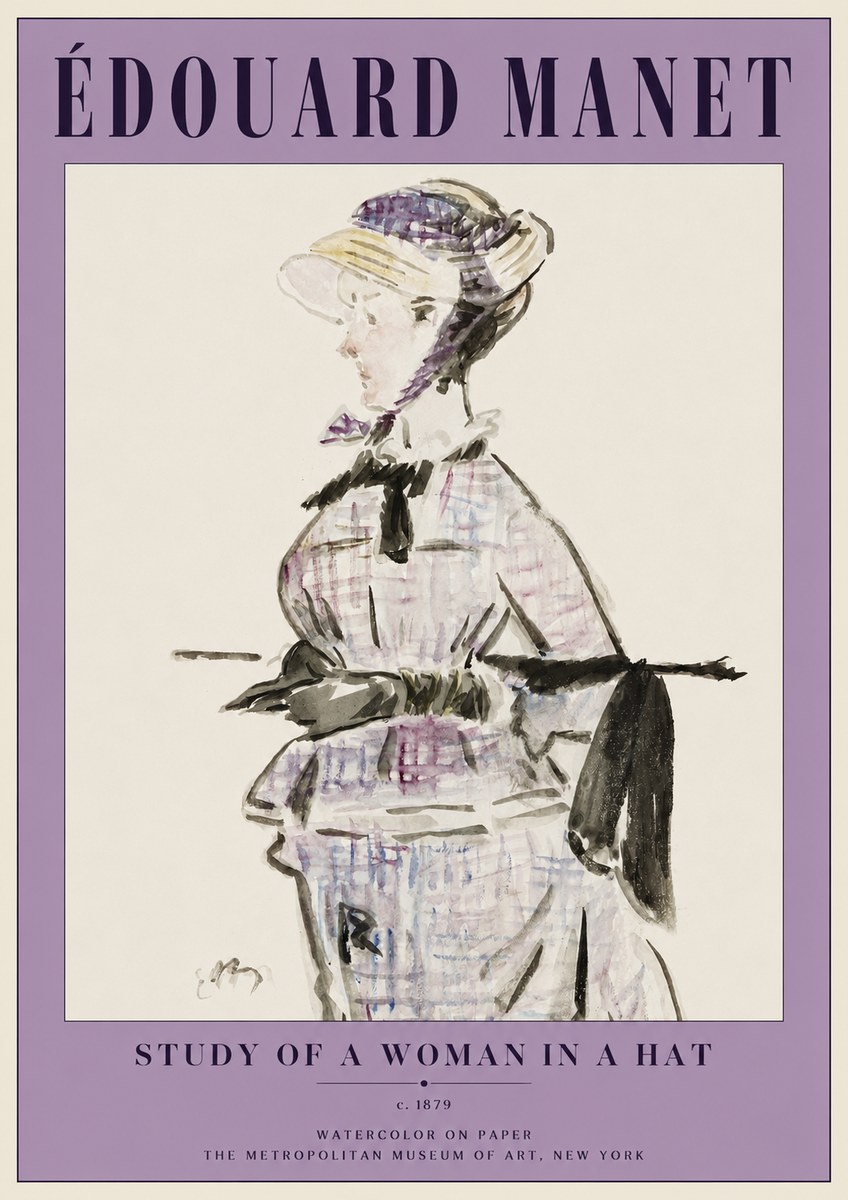 Édouard Manet Study of a Woman in a Hat No2 - Juliste