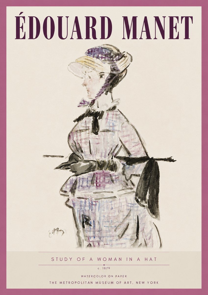 Édouard Manet Study of a Woman in a Hat No4 - Juliste