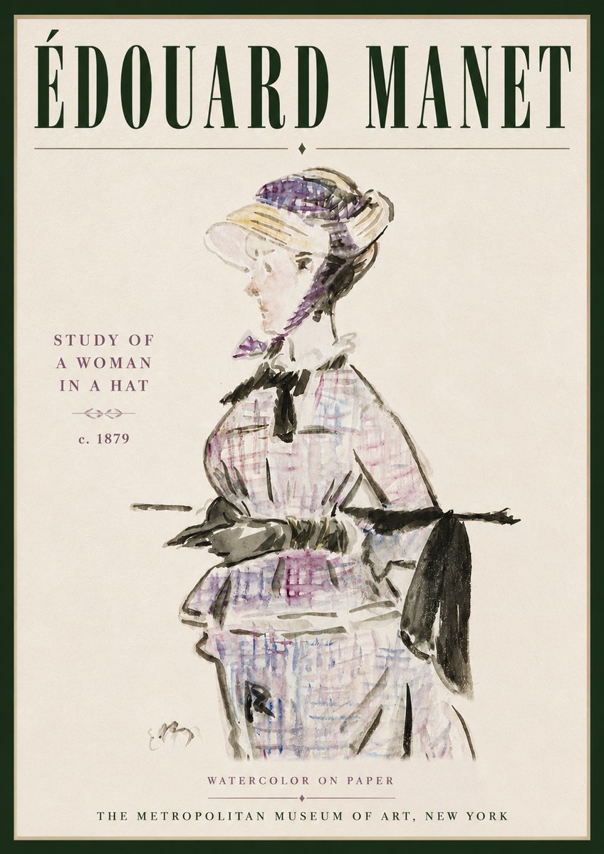 Édouard Manet Study of a Woman in a Hat No5 - Juliste