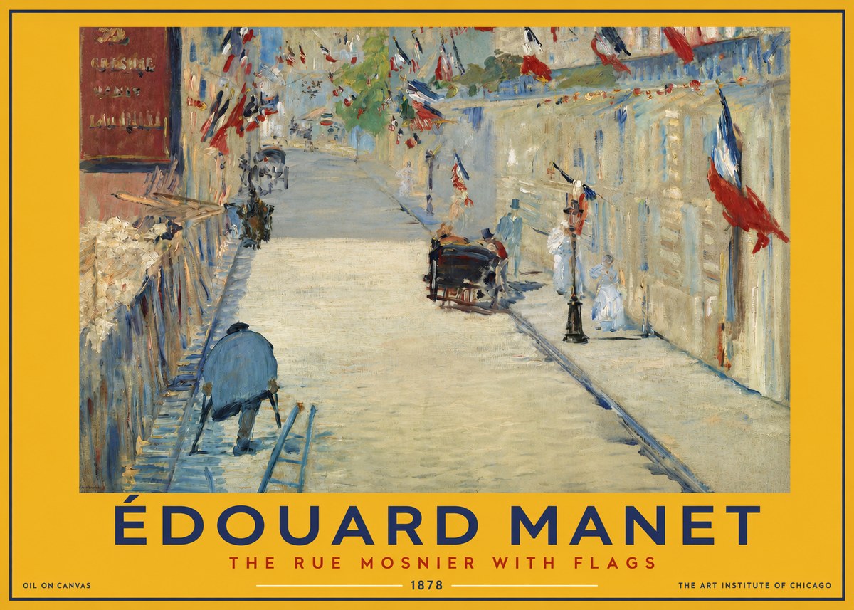 Édouard Manet The Rue Mosnier with Flags No2 - Juliste