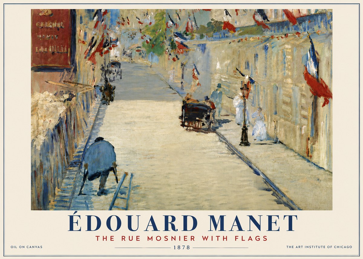 Édouard Manet The Rue Mosnier with Flags No4 - Juliste