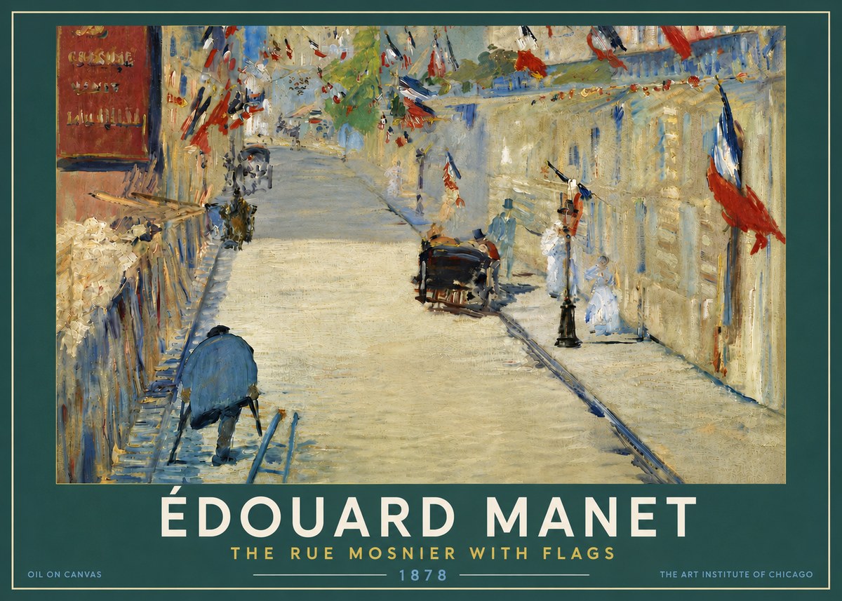 Édouard Manet The Rue Mosnier with Flags No5 - Juliste