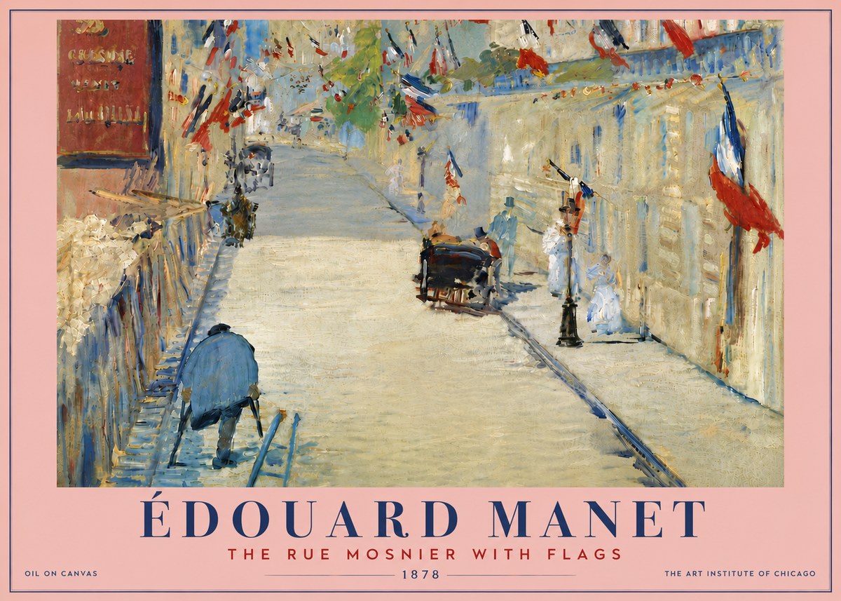 Édouard Manet The Rue Mosnier with Flags No6 - Juliste