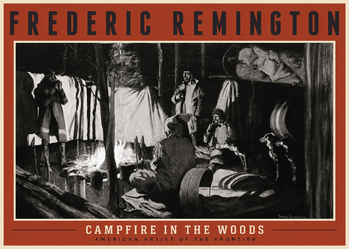 Frederic Remington A Trapper's Camp No2 - Juliste