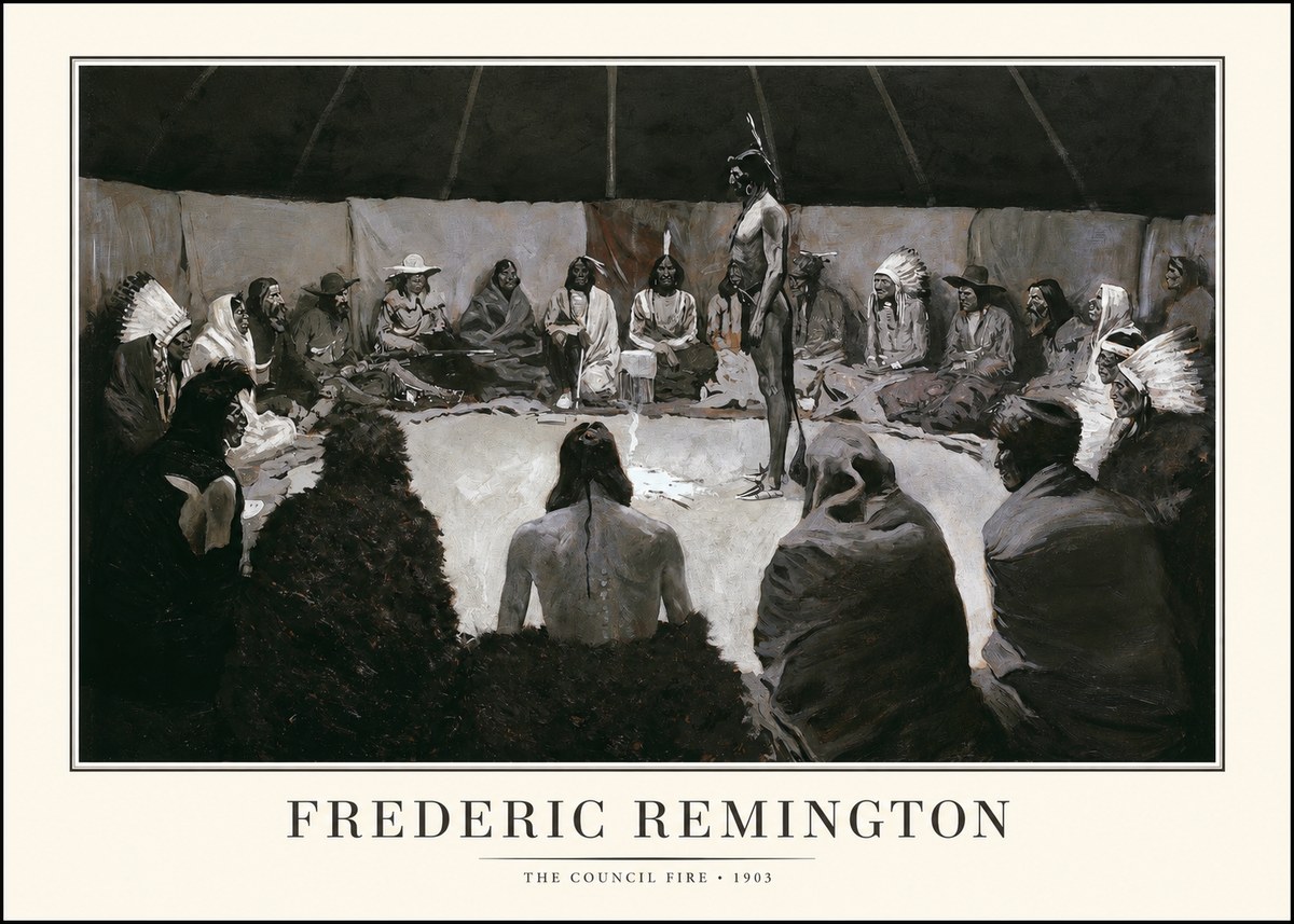 Frederic Remington The Council Fire II No1 - Juliste
