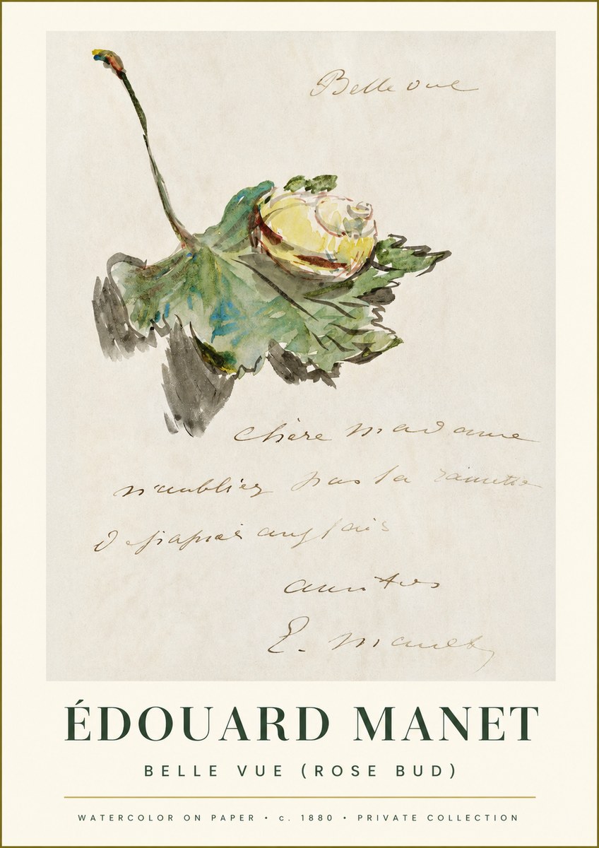 Édouard Manet A Rosebud with Leaf No2 - Juliste