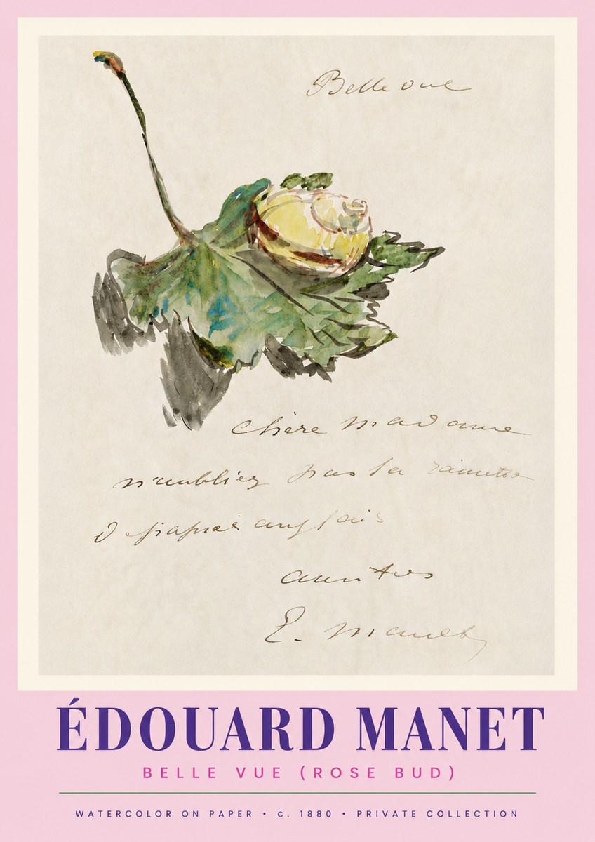 Édouard Manet A Rosebud with Leaf No4 - Juliste