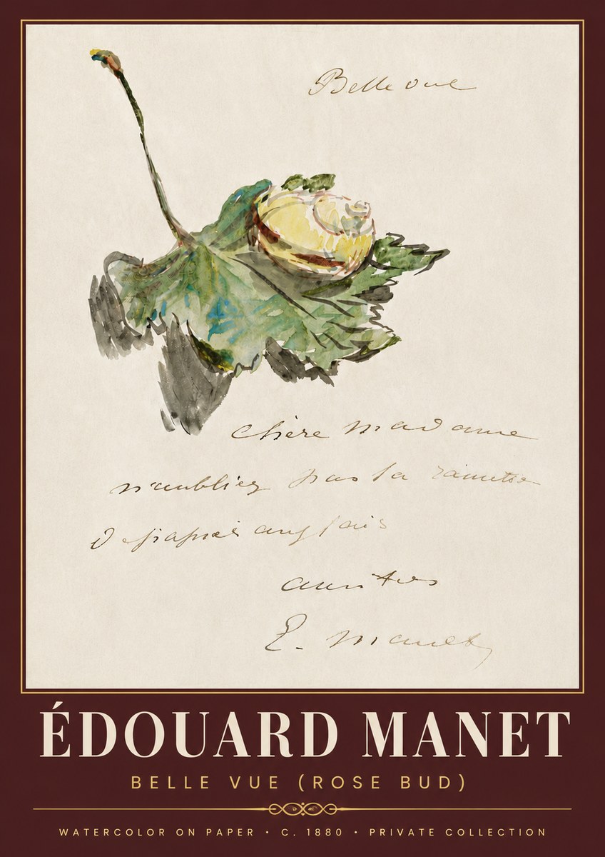 Édouard Manet A Rosebud with Leaf No6 - Juliste