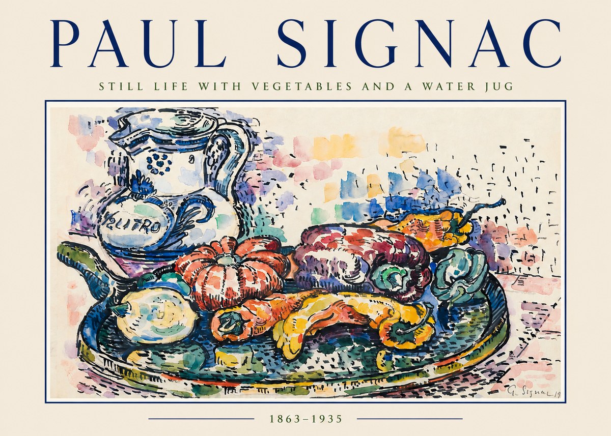 Signac Still Life with Vegetables and a Water Jug No3 - Juliste