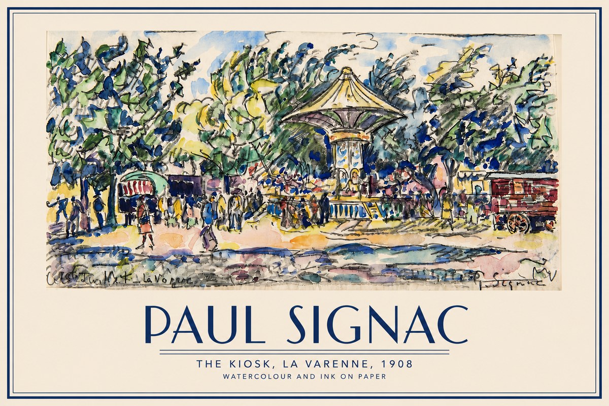 Signac The Kiosk, La Varenne, 1908 No3 - Juliste