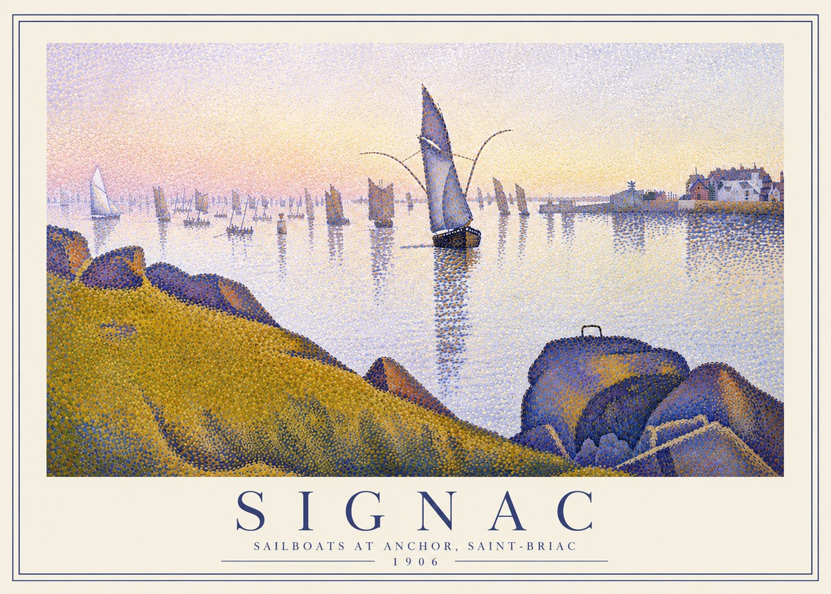 Signac Sailboats at Anchor, Saint-briac No3 - Juliste
