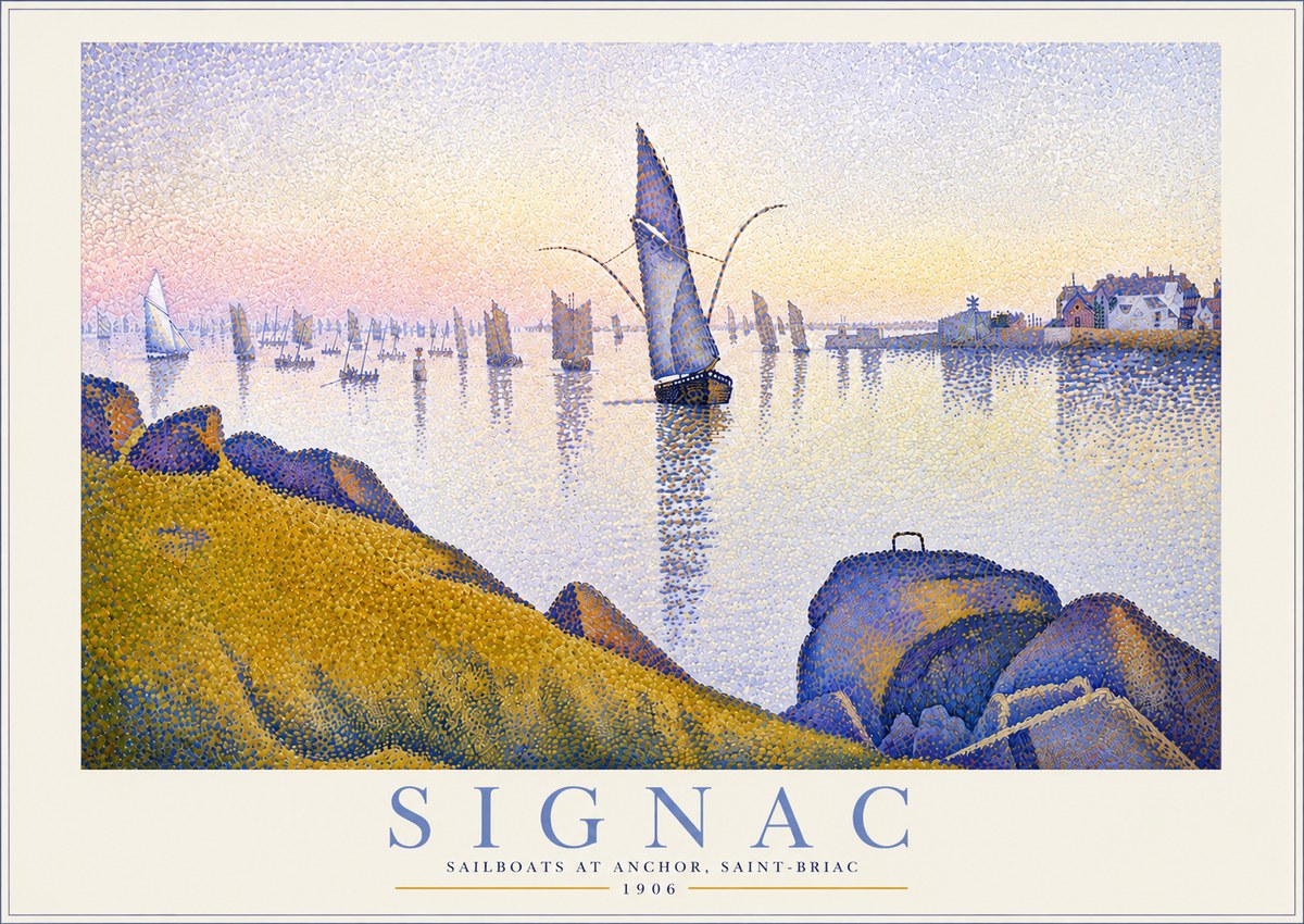 Signac Sailboats at Anchor, Saint-briac No4 - Juliste