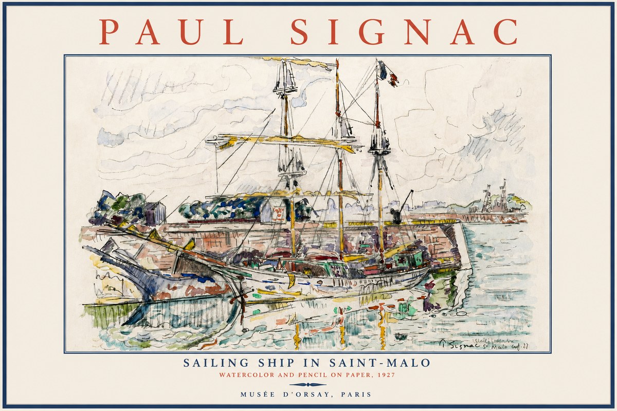 Signac Sailing Ship in Saint-malo No5 - Juliste