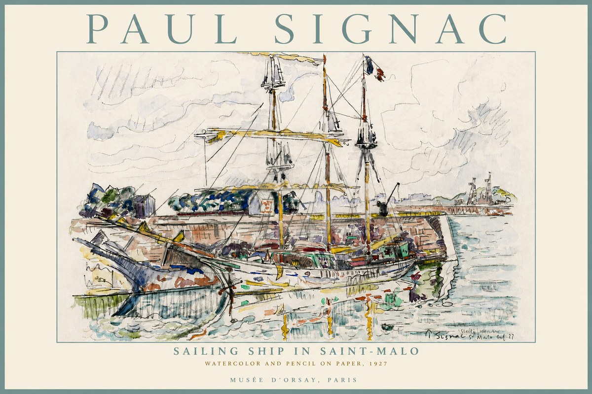 Signac Sailing Ship in Saint-malo No6 - Juliste