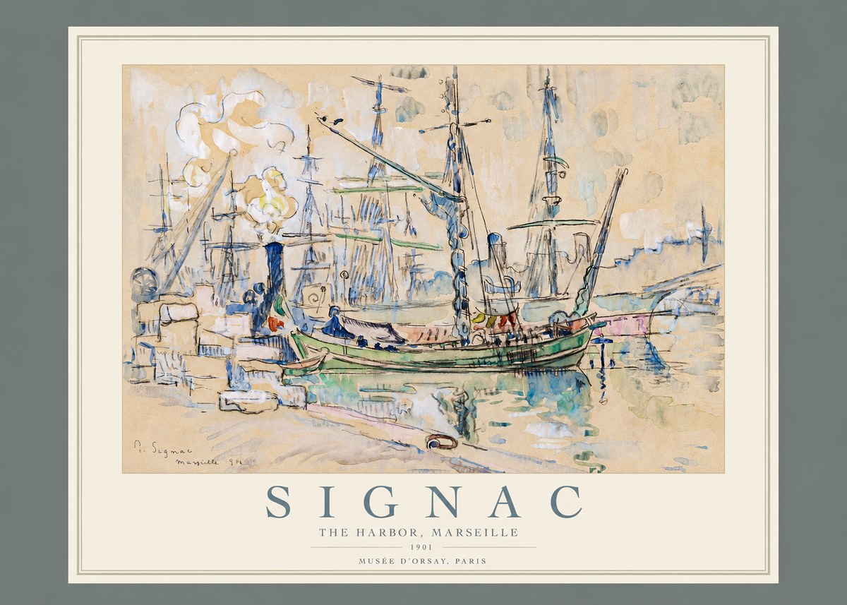 Signac The Harbor, Marseille No2 - Juliste