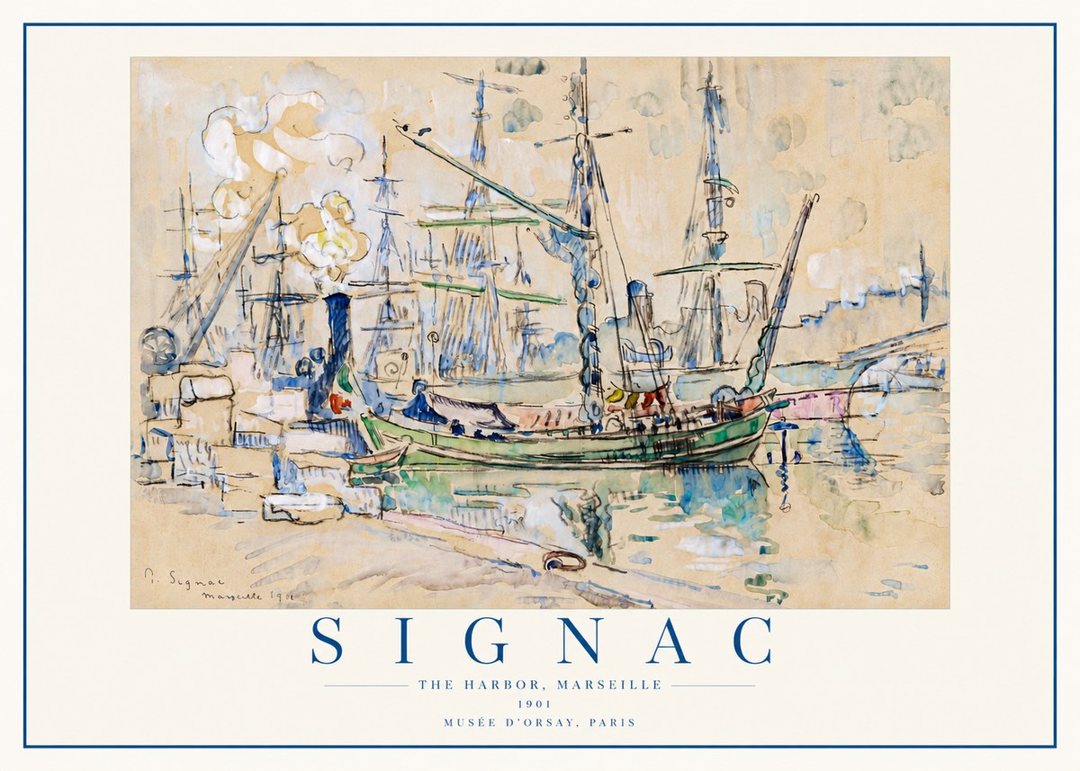 Signac The Harbor, Marseille No4 - Juliste